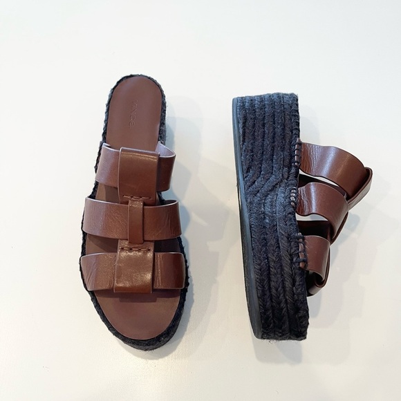 Vince Sabella Mahogany Brown Espadrille Wedge Sandals Platform Women Sz 9 NEW - Picture 2 of 10
